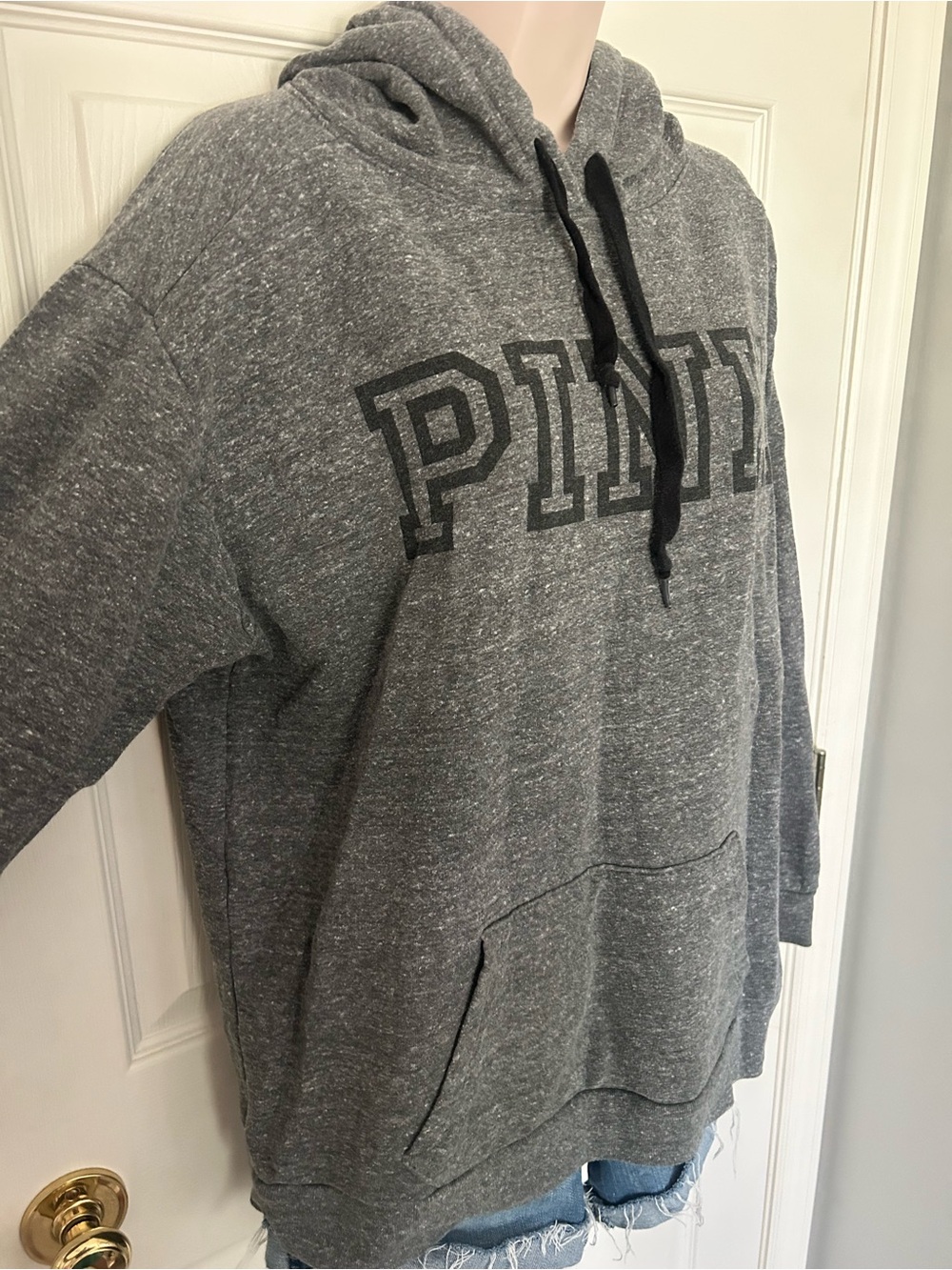 Women’s, PINK Victoria’s Secret, Gray Classic Hoodie with Pockets, Medium - Picture 2 of 9